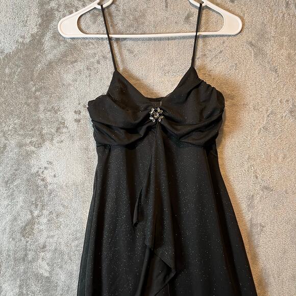 Y2K Vintage Handkerchief Hem Slip Dress Glitter Mesh Rhinestone Fairy Grunge SM - Picture 2 of 7